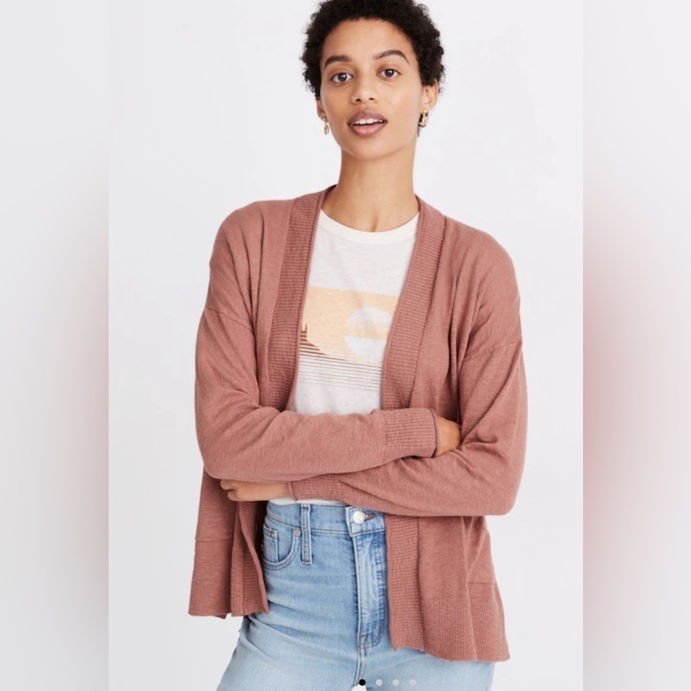 Madewell Bradley Sweater Cardigan In Faded Mauve Size Large